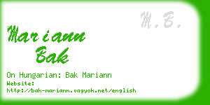 mariann bak business card